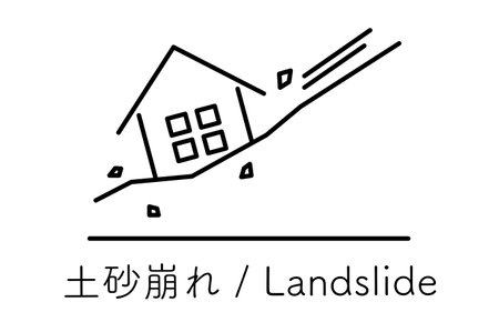 Simple line drawing icon of natural disasters, Landslide, Vector Illustrationのイラスト素材