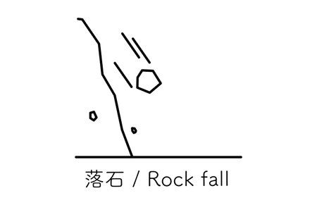 Simple line drawing icon of natural disasters, Rock fall, Vector Illustrationのイラスト素材