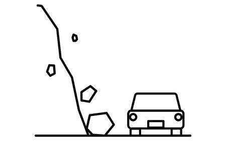 Simple line drawing icon of natural disasters, Landslide, Vector Illustrationのイラスト素材