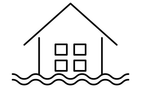 Simple line drawing icon of natural disasters, Flooded, Vector Illustrationのイラスト素材