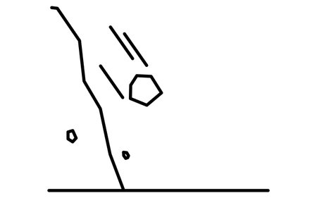 Simple line drawing icon of natural disasters, Rock fall, Vector Illustrationのイラスト素材