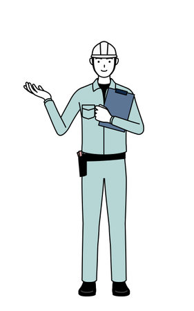Man in helmet and workwear with sunglasses and holding a rifle, Vector Illustrationのイラスト素材