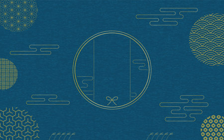 Japanese Patterns and Textures for Otsukimi, Vector Illustrationのイラスト素材