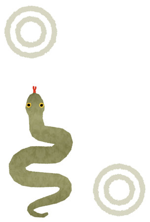 Japanese-style New Year's card for the year of the Snake, 2025, with a snake and Japanese pattern of snake eyes, Vector Illustrationのイラスト素材