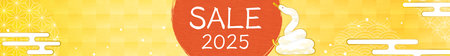 New Year's First Banner for the Year of the Snake 2025 - Translation: New Year's first saleのイラスト素材