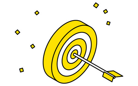 Business goal image, simple line drawing illustration that hits the target, isometric, Vector Illustrationのイラスト素材