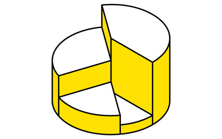 Business goal image, simple line drawing illustration of a three-dimensional pie chart, isometric, Vector Illustrationのイラスト素材