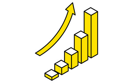 Business goal image, simple line drawing illustration of an ascending graph, isometric, Vector Illustrationのイラスト素材