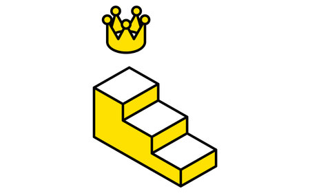 Staircase leading to crown, business icons for target, goal attainment, and goal, isometric illustrationã, Vector Illustrationのイラスト素材