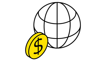 Earth and dollar coins, business icons for targets, goal attainment, and goal, isometric illustrations, Vector Illustrationのイラスト素材