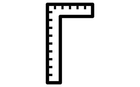 Tool icon with simple line drawing in black and white, Ruler, Vector Illustrationのイラスト素材