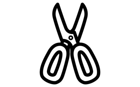 Tool icon with simple line drawing in black and white, Scissors, Vector Illustrationのイラスト素材