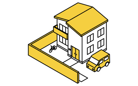 Isolated house, Isometric illustration with simple line drawings, Vector Illustrationのイラスト素材