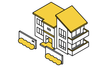Isolated house, Isometric illustration with simple line drawings, Vector Illustrationのイラスト素材