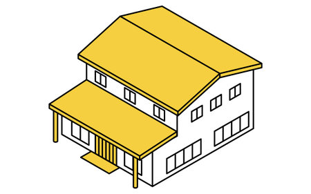 Isolated house, Isometric illustration with simple line drawings, Vector Illustrationのイラスト素材