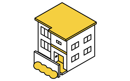 Isolated house, Isometric illustration with simple line drawings, Vector Illustrationのイラスト素材