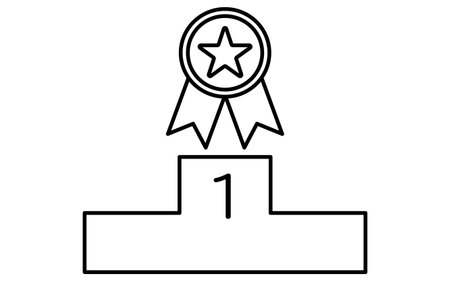 Podium and medal badges, business icons for targets, goal attainment, and goals, Vector Illustrationのイラスト素材