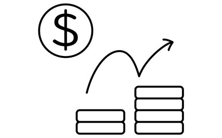 Increasing money, business icons for targets, goal attainment, and goals, Vector Illustrationのイラスト素材