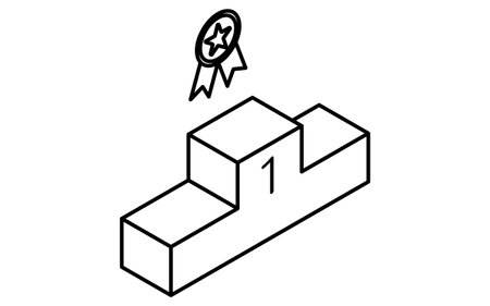 Podium and medal badges, business icons for targets, goal attainment, and goal, isometric illustrations, Vector Illustrationのイラスト素材
