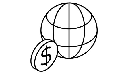 Earth and dollar coins, business icons for targets, goal attainment, and goal, isometric illustrations, Vector Illustrationのイラスト素材