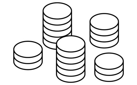 Business goal image, simple line drawing illustration of a three-dimensional coin, isometric, Vector Illustrationのイラスト素材
