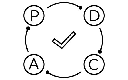 PDCA cycle, business icons of targets, goal attainment, and goals, Vector Illustrationのイラスト素材