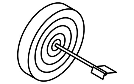 Arrows that hit the target, business icons for target, goal attainment, and goal, isometric illustrations, Vector Illustrationのイラスト素材