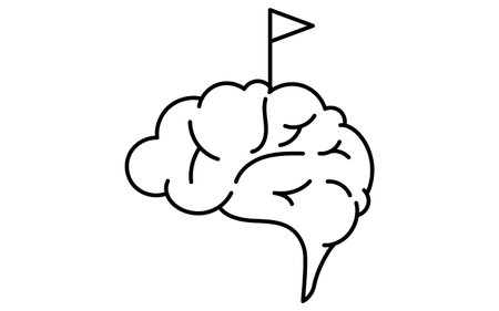 Flagged brain, business icons of target, goal attainment, and goal, Vector Illustrationのイラスト素材