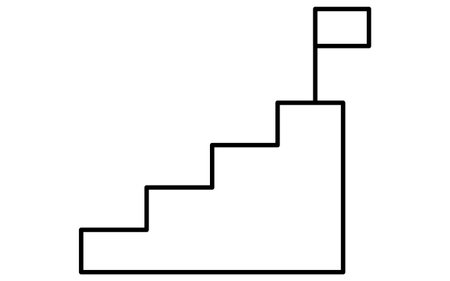 Staircase with goal flags standing, business icons for targets, goal attainment, and goals, Vector Illustrationのイラスト素材
