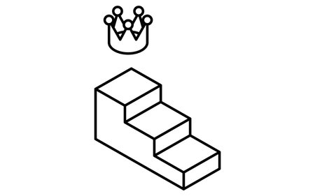 Staircase leading to crown, business icons for target, goal attainment, and goal, isometric illustration , Vector Illustrationのイラスト素材