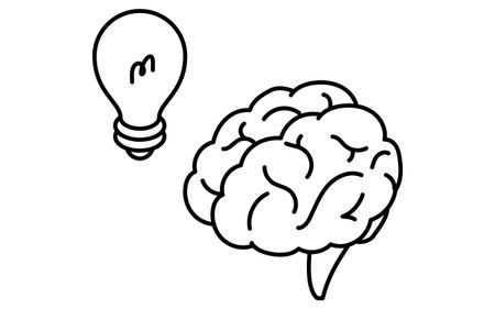 Brain of the person who inspired the idea, business icons of target, goal attainment, and goal, isometric illustration, Vector Illustrationのイラスト素材