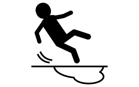 Pictograms of caution against water damage and falls, safety signs, hazards, and warnings, Vector Illustrationのイラスト素材