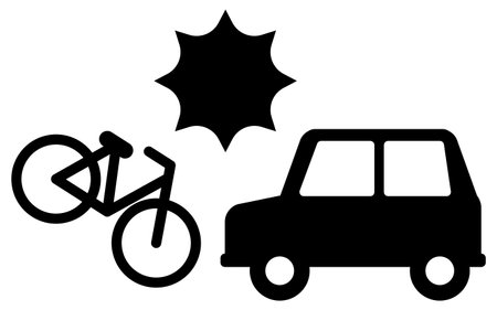 Pictograms of collision cautions, bicycle and car accidents, safety signs, hazards, and warnings, Vector Illustrationのイラスト素材