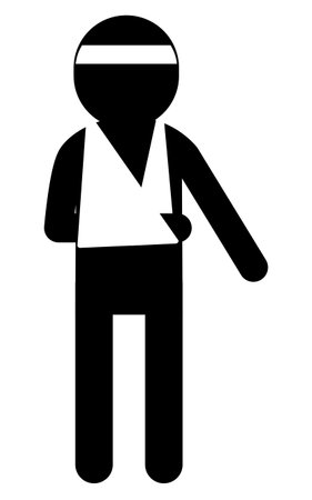 Pictogram of a person with arm injury, safety sign, danger, and warning, Vector Illustrationのイラスト素材