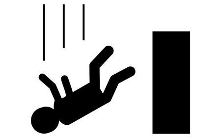 Pictograms for fall caution, safety signs, danger, and alerts, Vector Illustrationのイラスト素材
