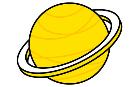 Simple line drawing of Saturn, isometric illustration, Vector Illustrationのイラスト素材