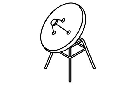 Simple line drawing of parabolic antenna, isometric illustration, Vector Illustrationのイラスト素材