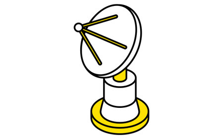 Simple line drawing of an antenna for a satellite, isometric illustration, Vector Illustrationのイラスト素材