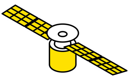 Simple line drawing of a satellite, isometric illustration, Vector Illustrationのイラスト素材
