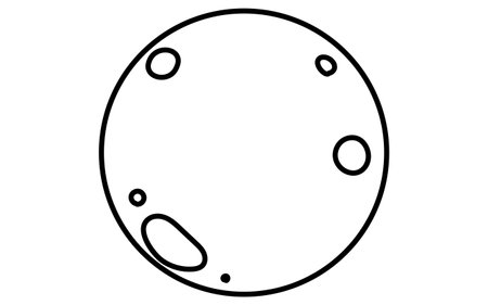 Simple line drawing in black and white of the moon, isometric illustration, Vector Illustrationのイラスト素材