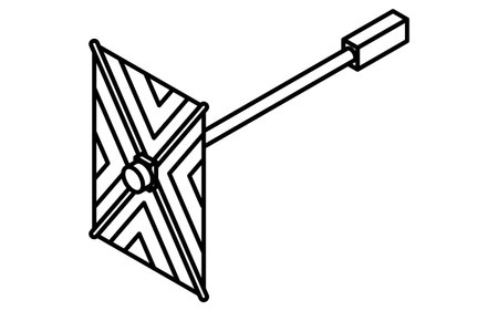 Simple line drawing in black and white of a satellite, isometric illustration, Vector Illustrationのイラスト素材