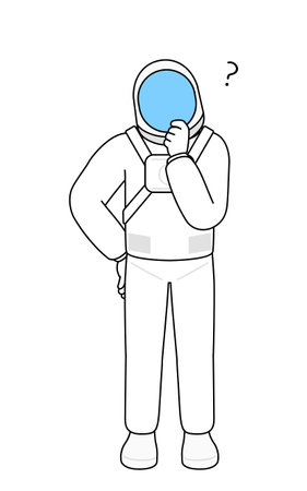 Astronaut nodding his head in question, Vector Illustrationのイラスト素材