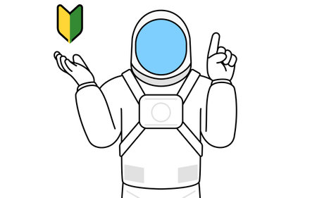 Astronaut showing the symbol for young leaves, Vector Illustrationのイラスト素材