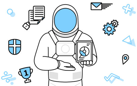 Image of DX, Astronaut using digital technology to improve his business, Vector Illustrationのイラスト素材