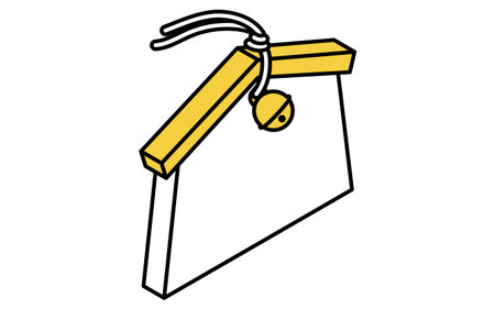 Ema with bell, isometric line drawing icon, Vector Illustrationのイラスト素材