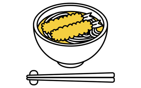 New Year's Eve Soba, isometric line drawing icon, Vector Illustrationのイラスト素材