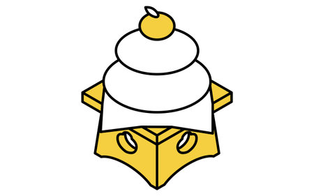 Kagamimochi for New Year's decoration, isometric line drawing icon, Vector Illustrationのイラスト素材
