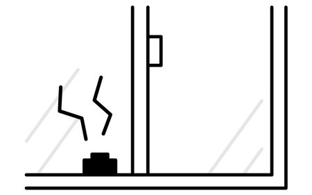 Alarmed locks on windows, Crime Prevention and Home Security Black and White Icons, Vector Illustrationのイラスト素材