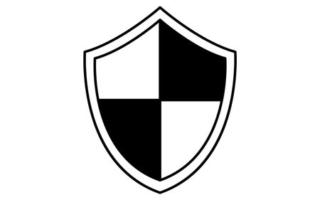 Security Shield, Crime Prevention and Home Security Black and White Icons, Vector Illustrationのイラスト素材