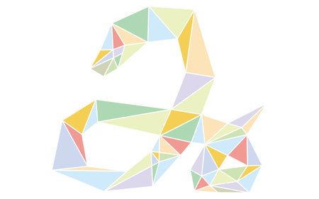 Polygon style snake, hiragana "mi" form, Vector Illustrationのイラスト素材